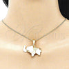 Oro Laminado Pendant Necklace, Gold Filled Style Elephant Design, White Enamel Finish, Golden Finish, 04.380.0002.20