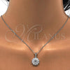 Sterling Silver Earring and Pendant Adult Set, Flower Design, with White Cubic Zirconia, Polished, Rhodium Finish, 10.286.0007