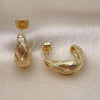 Oro Laminado Stud Earring, Gold Filled Style Diamond Cutting Finish, Golden Finish, 02.163.0331