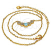 Oro Laminado Pendant Necklace, Gold Filled Style with Aqua Blue and White Cubic Zirconia, Polished, Golden Finish, 04.213.0035.2.16