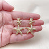 Oro Laminado Stud Earring, Gold Filled Style Star Design, Diamond Cutting Finish, Golden Finish, 02.163.0389