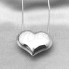 Rhodium Plated Pendant Necklace, Heart and Hollow Design, Polished, Rhodium Finish, 04.341.0114.20