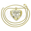 Oro Laminado Pendant Necklace, Gold Filled Style Heart Design, Polished, Golden Finish, 04.117.0027.20