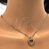 Oro Laminado Pendant Necklace, Gold Filled Style Heart Design, with White Crystal, Polished, Golden Finish, 04.156.0060.20