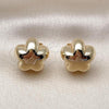 Oro Laminado Stud Earring, Gold Filled Style Flower Design, Polished, Golden Finish, 02.202.0010