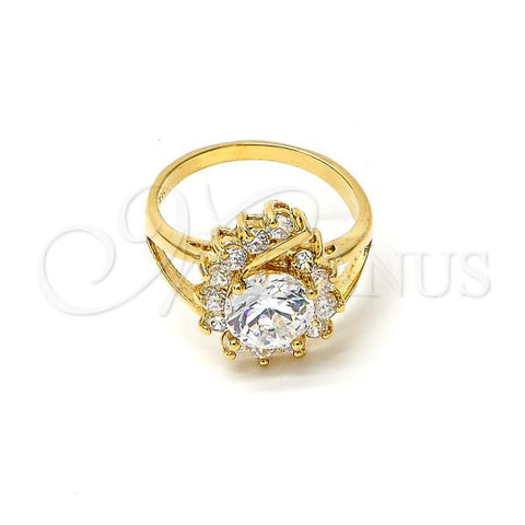 Oro Laminado Multi Stone Ring, Gold Filled Style with White Cubic Zirconia, Polished, Golden Finish, 120.016.4.09 (Size 9)