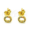 Oro Laminado Stud Earring, Gold Filled Style with Multicolor Micro Pave, Polished, Golden Finish, 02.341.0010