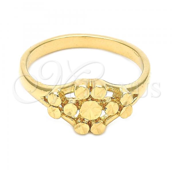 Oro Laminado Elegant Ring, Gold Filled Style Flower Design, Diamond Cutting Finish, Golden Finish, 5.174.019.05 (Size 5)