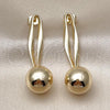 Oro Laminado Dangle Earring, Gold Filled Style Ball Design, Polished, Golden Finish, 02.428.0004