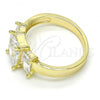 Oro Laminado Multi Stone Ring, Gold Filled Style with White Cubic Zirconia, Polished, Golden Finish, 01.99.0089.07 (Size 7)