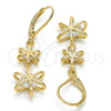 Oro Laminado Long Earring, Gold Filled Style Star Design, with White Cubic Zirconia, Polished, Golden Finish, 02.65.2517