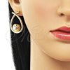 Oro Laminado Stud Earring, Gold Filled Style Teardrop and Ball Design, Polished, Golden Finish, 02.428.0011