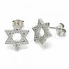 Sterling Silver Stud Earring, with White Cubic Zirconia, Polished, Rhodium Finish, 02.367.0006