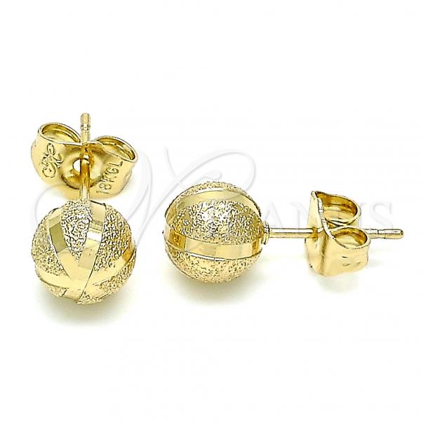 Oro Laminado Stud Earring, Gold Filled Style Matte Finish, Golden Finish, 02.100.0106