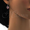 Rhodium Plated Dangle Earring, Heart Design, with Rose Peach Swarovski Crystals, Polished, Rhodium Finish, 02.239.0003.4