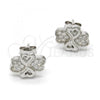 Sterling Silver Stud Earring, with White Micro Pave, Polished, Rhodium Finish, 02.175.0105