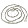 Rhodium Plated Basic Necklace, Rope Design, Polished, Rhodium Finish, 5.222.036.1.18