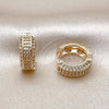 Oro Laminado Huggie Hoop, Gold Filled Style with White Micro Pave, Polished, Golden Finish, 02.283.0285.15