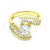 Oro Laminado Multi Stone Ring, Gold Filled Style with White Cubic Zirconia, Polished, Golden Finish, 01.283.0018.08 (Size 8)