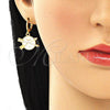 Oro Laminado Dangle Earring, Gold Filled Style Star Design, with White Micro Pave, Polished, Golden Finish, 02.377.0024