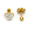 Stainless Steel Stud Earring, Heart Design, with Aurore Boreale Crystal, Polished, Golden Finish, 02.271.0022.1