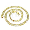 Oro Laminado Basic Necklace, Gold Filled Style Curb Design, Polished, Golden Finish, 04.213.0164.16