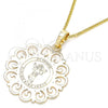Oro Laminado Pendant Necklace, Gold Filled Style Divino Niño Design, Polished, Golden Finish, 04.106.0061.1.20