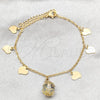 Stainless Steel Solid Bracelet, Heart and Ball Design, with White Crystal, Polished, Golden Finish, 03.63.22983.08