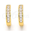Oro Laminado Huggie Hoop, Gold Filled Style with White Cubic Zirconia, Polished, Golden Finish, 02.237.0004.1.20