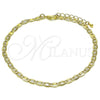 Oro Laminado Basic Anklet, Gold Filled Style Mariner Design, Diamond Cutting Finish, Golden Finish, 04.63.1418.10