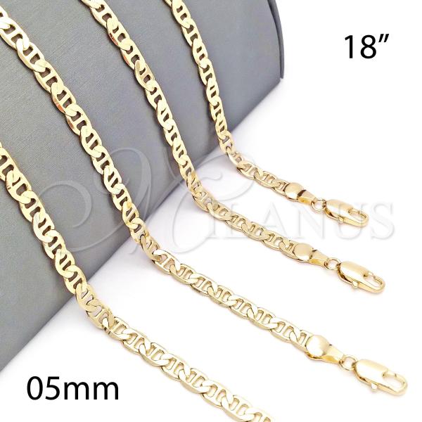 Oro Laminado Basic Necklace, Gold Filled Style Mariner Design, Polished, Golden Finish, 5.222.024.18