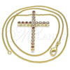 Oro Laminado Pendant Necklace, Gold Filled Style Cross Design, with Garnet Cubic Zirconia, Polished, Golden Finish, 04.284.0025.1.20
