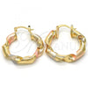 Oro Laminado Medium Hoop, Gold Filled Style Polished, Tricolor, 02.170.0134.1.30