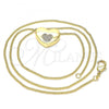 Oro Laminado Pendant Necklace, Gold Filled Style Heart Design, with White Micro Pave, Polished, Golden Finish, 04.156.0382.20