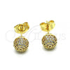 Oro Laminado Stud Earring, Gold Filled Style with White Micro Pave, Polished, Golden Finish, 02.341.0059.1