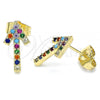 Oro Laminado Stud Earring, Gold Filled Style with Multicolor Cubic Zirconia, Polished, Golden Finish, 02.210.0446.1