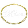Oro Laminado Basic Anklet, Gold Filled Style Mariner Design, Polished, Golden Finish, 5.222.025.10