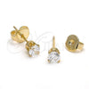 Oro Laminado Stud Earring, Gold Filled Style with White Cubic Zirconia, Polished, Golden Finish, 5.128.016
