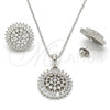 Sterling Silver Earring and Pendant Adult Set, with White Cubic Zirconia, Polished, Rhodium Finish, 10.286.0001