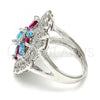 Rhodium Plated Multi Stone Ring, with Multicolor and White Cubic Zirconia, Polished, Rhodium Finish, 01.206.0001.1.08 (Size 8)