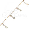 Oro Laminado Charm Anklet , Gold Filled Style Star and Rattle Charm Design, with White Crystal, Polished, Golden Finish, 03.213.0106.10