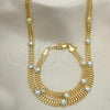 Oro Laminado Necklace and Bracelet, Gold Filled Style with Aurore Boreale Crystal, Polished, Golden Finish, 06.185.0019