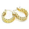 Oro Laminado Small Hoop, Gold Filled Style with White Cubic Zirconia, Polished, Golden Finish, 02.210.0268.15