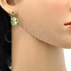 Rhodium Plated Leverback Earring, with Luminous Green Swarovski Crystals, Polished, Rhodium Finish, 02.239.0005.3