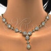 Oro Laminado Necklace and Earring, Gold Filled Style Teardrop Design, with White Cubic Zirconia, Polished, Golden Finish, 06.205.0025