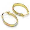 Oro Laminado Small Hoop, Gold Filled Style Diamond Cutting Finish, Tricolor, 02.102.0039.20