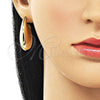 Oro Laminado Stud Earring, Gold Filled Style Teardrop and Hollow Design, Polished, Golden Finish, 02.163.0372