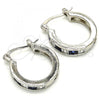 Rhodium Plated Small Hoop, with Sapphire Blue and White Cubic Zirconia, Polished, Rhodium Finish, 02.210.0294.7.20