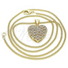 Oro Laminado Pendant Necklace, Gold Filled Style Heart Design, with Garnet and White Micro Pave, Polished, Golden Finish, 04.156.0356.1.20