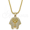 Oro Laminado Pendant Necklace, Gold Filled Style with White Crystal, Polished, Golden Finish, 04.242.0061.30